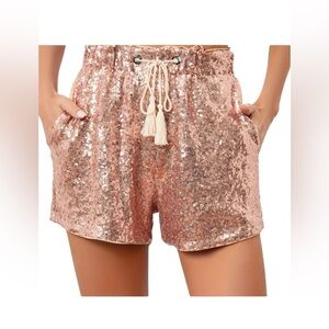 Sequin Drawstring Shorts